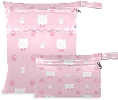 xigua pembe kedi pençe su geçirmez ıslak çanta bebek bezi bezi yıkanabilir kullanımlık ıslak kuru çanta için 2 fermuarlı