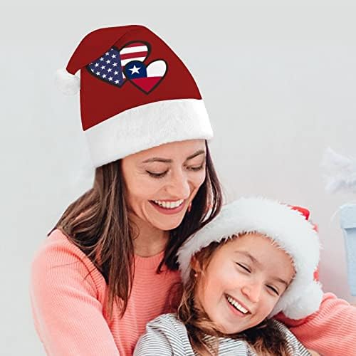 Birbirine Kalpler Amerikan şili bayrağı Noel Şapka Santa Şapka Unisex Yetişkinler için Konfor Klasik Noel Kap Noel