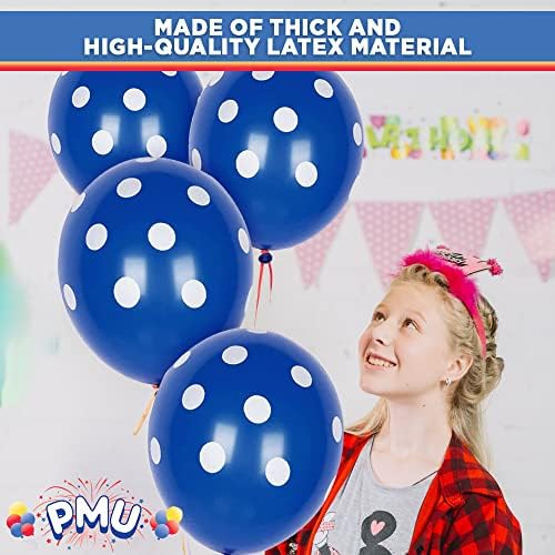 PMU Polka Dot Balonlar PartyTex 12 İnç Kristal Berraklığında All-Over Baskı Beyaz Noktalar Pkg/6
