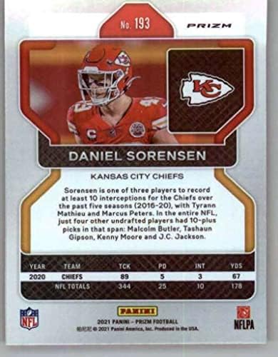 2021 Panini Ödül Turuncu Disko 193 Daniel Sorensen Kansas City Chiefs NFL Futbol Ticaret Kartı