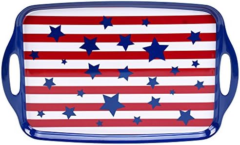 Sertifikalı International Corp Stars & Stripes Kulplu Melamin Dikdörtgen Tepsi, 19 x 12, Çok Renkli