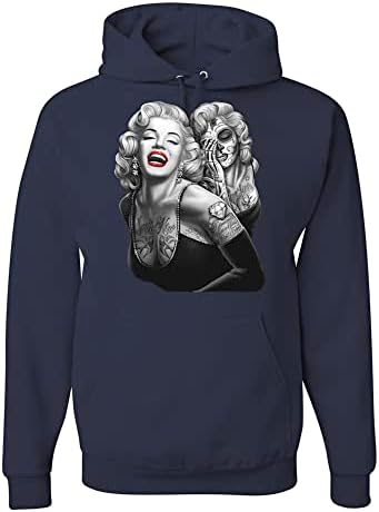 vahşi özel giyim Marilyn Monroe Komik Dövmeler İskelet Yüz Mens Hoodies