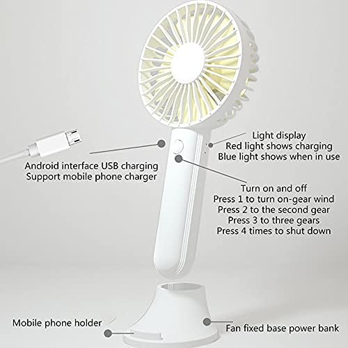 WSJQB El Fanı Taşınabilir, USB şarj Edilebilir Pilli Mini El Tipi Fan, 3 Hızlı Kişisel Masa Fanı, Ev Ofis Seyahat
