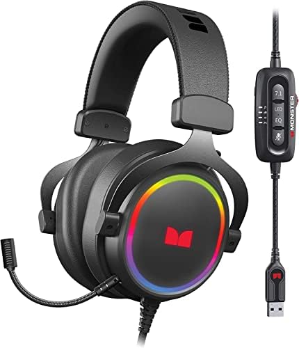 Monster Alpha 7.1 RGB Işıklı Oyun Kulaklığı, 7.1 Surround Ses, Gürültü Önleyici Çıkarılabilir Mikrofon, Yastıklı Kulaklıklar