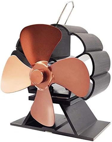 LIXFDJ şömine radyatörü enerji tasarrufu 4 bıçaklı soba fanı - Sessiz ısı ile çalışan odun/kütük brülör fanı - Şömineler