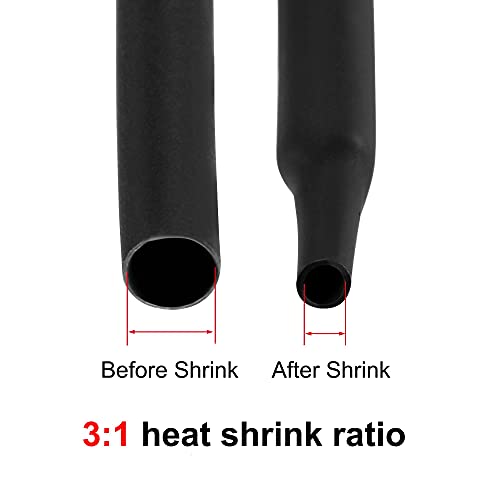 uxcell ısı Shrink boru 3: 1 kablo kılıfı Wrap 10mm (3/8 inç) Dia 18mm düz 6.6 ft siyah