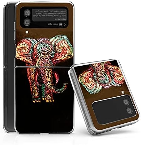 Bcov Galaxy Z Flip 3 5G Durumda, şık Tribal Fil Anti-Scratch Katı sert çanta Koruyucu Darbeye Dayanıklı Telefon Kapak
