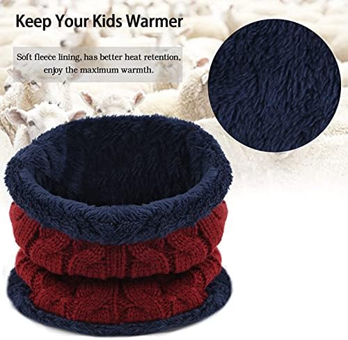 Çocuk Erkek Kız Kış Sıcak Örgü Bere Şapka Kap ve Eşarp Seti Polar Astarlı