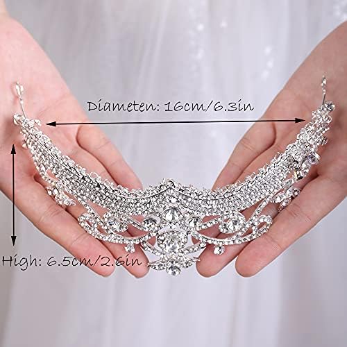 Wekıcıcı Gümüş Rhinestone Tiara Kristal Prenses Taç Püskül Sparkly Kafa Bandı saç aksesuarları ile Kadınlar için Düğün