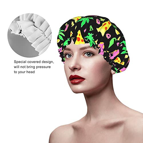 Kadınlar Kullanımlık Streç Hem Saç Şapka Alien Çörek Yaprak Ot Pizza Çift Katmanlar Su Geçirmez Duş Başlığı banyo