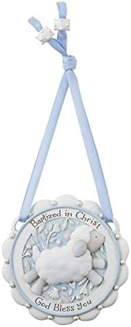 Yaratıcı Markalar Faithworks-Mesih'te Vaftiz Reçine Beşik Madalyası, 3,5 inç, Mavi Kuzu