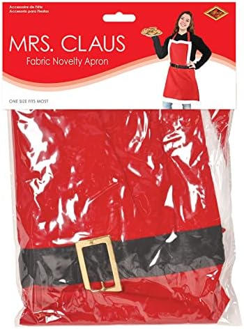Noel Sezonu Tatil Pişirme için Beistle Polyester Kumaş Yenilik Bayan Claus Önlük, Bir Boyut, Kırmızı / Beyaz / Siyah