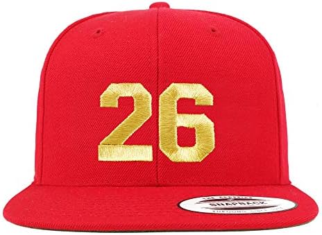 Trendy Giyim Mağazası Numarası 26 Altın iplik Düz Fatura Snapback Beyzbol Şapkası