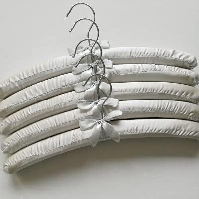 Crysdaralovebi 15 adet Krem Süt Beyaz Saten Yastıklı Ceket elbise askısı Askıları (12,38 cm)