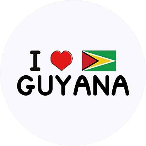Azeeda 24 x 40mm Yuvarlak' Guyana'yı Seviyorum ' Çıkartmaları (SK00051888)