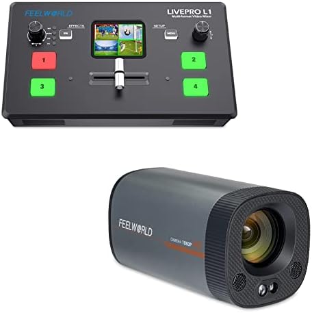 FEELWORLD LİVEPRO L1 V1 Video Değiştirici ve HV10X Canlı Yayın Kamera Paketi