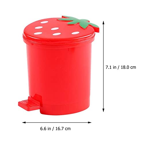ABECEL çöp tenekesi, Ev Çilek çöp tenekesi Mini Ev Masaüstü çöp Depolama Kovası (Renk: Kırmızı)