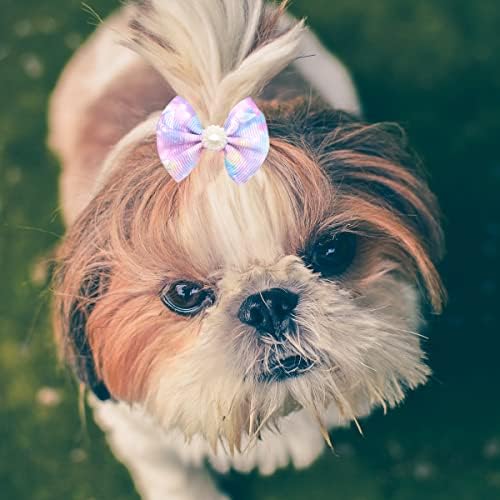 Petunny Köpek saç fiyonkları, 60 Adet Çiçekler Köpek Saç İlmek Köpek Yaylar lastik bantlar ile Pet Köpek Bakım Yaylar