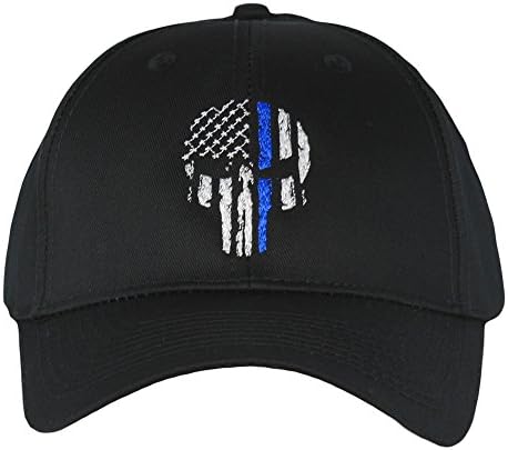 Fantastik Tees ince mavi çizgi kafatası ABD Bayrağı Orta profil şapka