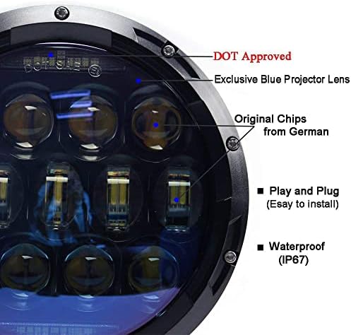 130 W Özel Mavi Projektör Lens 7 inç LED Farlar Amber Dönüş Sinyali/DRL Ampuller Kitleri ile uyumlu Jeep Wrangler