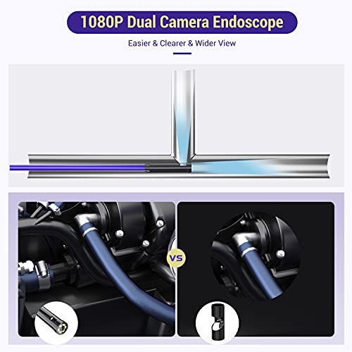Çift Lens endoskop kamera, 1080 P kablosuz Borescope muayene kamera IP67 su geçirmez yılan kamera ile 7 LED ışıkları,