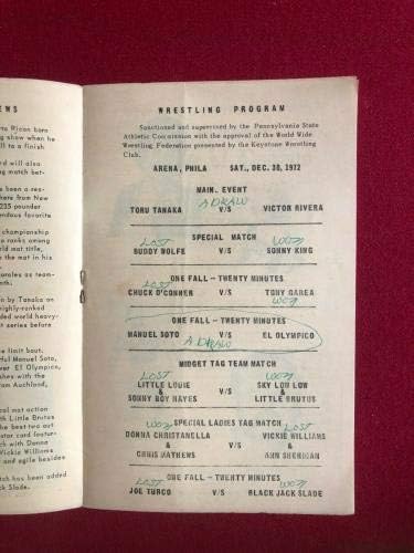 1972, TORU TANAKA, Philadelphia Güreş Programı (Kıt / Vintage) - NFL Programları