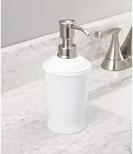 ıDesign Franklin PA İçermeyen Plastik Doldurulabilir Sabun ve Losyon Dispenseri, 3,5 x 3,5 x 8, Beyaz/Fırçalanmış