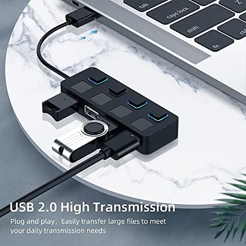 MBBJM USB 2.0 HUB Çoklu USB Splitter 4 Port Genişletici Çoklu USB 2.0 Hub Kullanımı Güç Adaptörü USB2.0 Hub Anahtarı