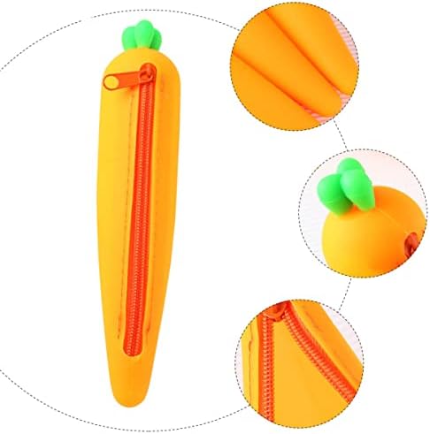 NUOBESTY Silikon kalem Kutusu Silikon kalemlik Kalem Saklama Kutuları Plastik Kalem Kutusu Havuç Şekli Kalem