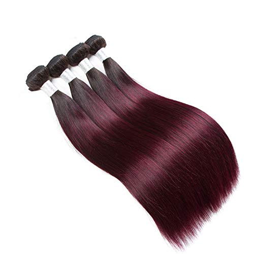 HairPR Ombre saç Atkı Remy Hint işlenmemiş insan saçı 16 kapatma (4x4)+2020 22 atkı 1B / 99J (Remy Saç) ipek Düz Orta