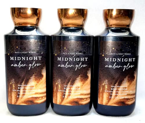 Bath and Body Works Midnight Amber Glow Hediye Seti-3 Vücut Losyonu ve 4 oz Marbela Artisan Bar Sabunu içerir