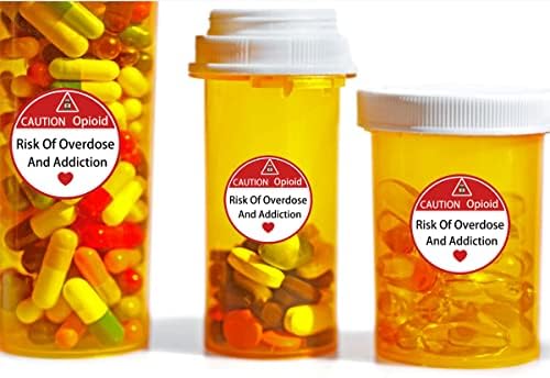 1 İnç Dikkat Opioid Bağımlılığı Uyarı Etiketleri 500 Adet Tıbbi Uyarı etiketleri İlaç Talimatları Uyarı Etiketleri