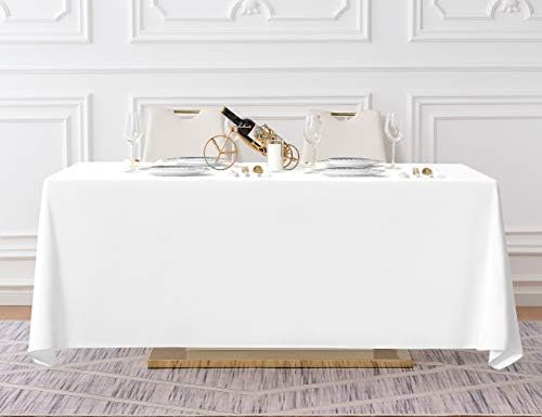 Surmente Masa Örtüsü 90x132 İnç Dikdörtgen Polyester Masa Örtüsü Düğünler, Ziyafetler veya Restoranlar için (Beyaz,