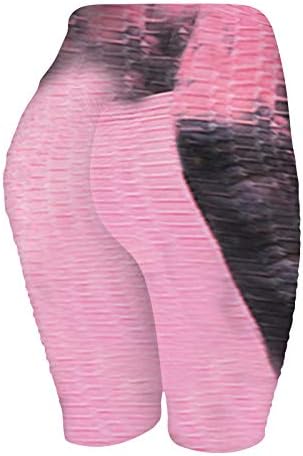 ETHKIA Gevşek Yoga Pantolon Kadınlar için Yüksek Bel Buruşuk Spor Kadın Yoga Biker Koşu Streç Kravat boya Pantolon