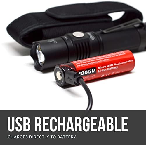 TX11 Taktik El Feneri ile Görev Kemer Kılıfı ve USB şarj edilebilir pil Luminus 1600 Lümen LED için Polis Güvenlik