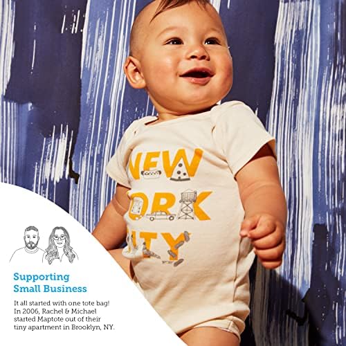 MAPTOTE Yazı Tipi Tek Parça-Unisex Bebek Organik Pamuk Kısa Kollu Bodysuits-Çeşitli Boyutlarda 3-18 Ay-Şehre Özel-ABD'de