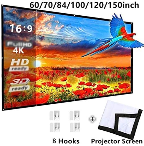 LHLLHL Katlanabilir 16:9 Projektör 60 70 84 100 120 inç Beyaz Açık Projeksiyon Ekranı TV Ev projeksiyon perdesi (Boyut