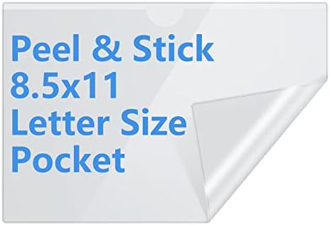 8.5 x 11 Peel & Stick Letter Boyutlu Cep, Kristal Berraklığında 8.5 x 11 Yapışkanlı Duvar Cepleri-7'li Paket