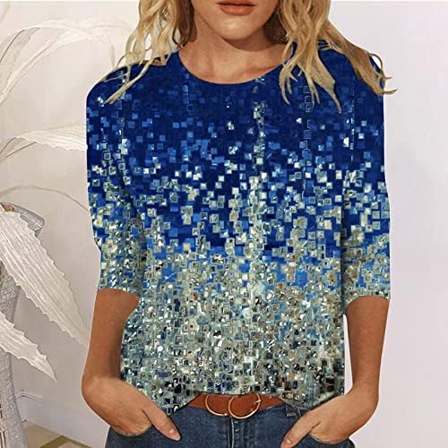 Kadınlar için rahat Üstleri Moda Çiçek Baskı T Shirt Crewneck Uzun Kollu Bluz 2023 Yaz Gevşek Giysiler