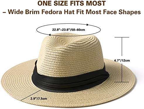 Bayan Hasır Plaj güneş şapkası Geniş fötr şapka Hasır Şapka, Paketlenebilir Panama Şapka güneş şapkası plaj şapkası