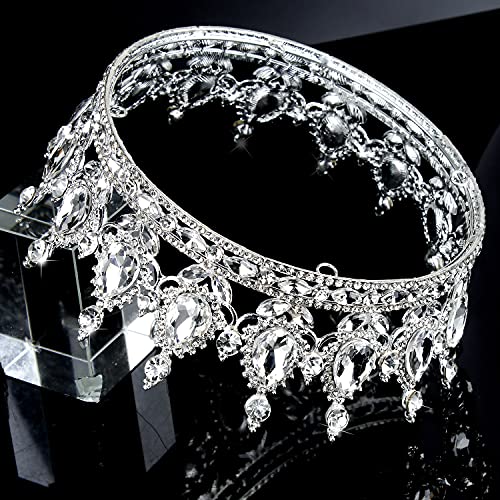 COCIDE Gümüş Taç Kadınlar için Kristal Düğün Tiara ve Taçlar Kızlar için Rhinestones Kraliçe Kafa Bandı Prenses saç