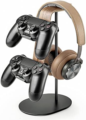 QınCoon Denetleyici ve Kulaklık Tutucu, Alüminyum ve Ahşap Oyun Denetleyicisi ve Kulaklık Standı PS5 PS4 Xbox One