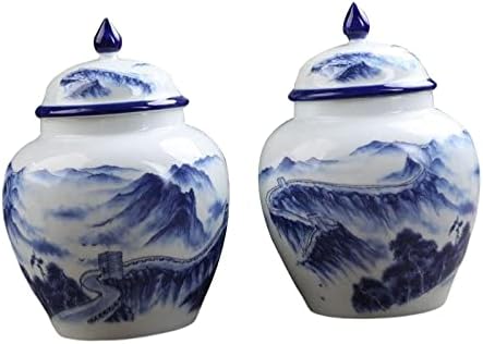 figatia Çin Tarzı Porselen Zencefil Kavanoz Dekoratif Seramik Çiçek Vazo kapaklı