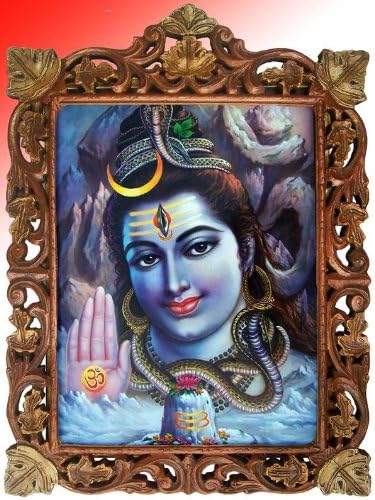 El Sanatları Mağazası Tanrı Shiva Nimet Veriyor, Ahşap Çerçeveli Poster