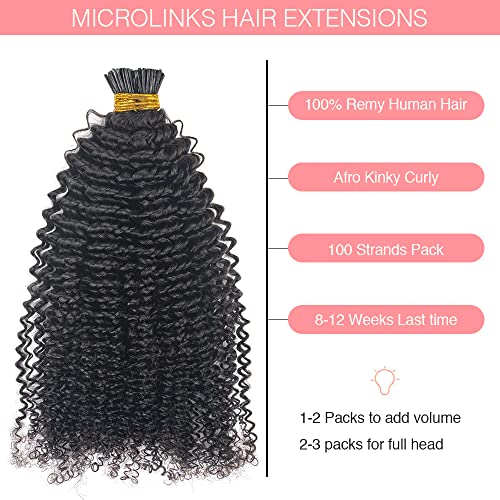 Niawigs Afro Kinky Kıvırcık Itip insan saçı postiş Siyah Kadınlar için 4b-4c Itip insan saçı postiş Mikrolinks Paket