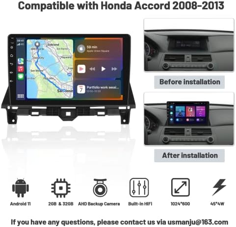 Hikity 10.1 İnç Android Araba Stereo için Honda Accord 2008 2009 2010 2011 2012 2013 ile Apple CarPlay ve Android