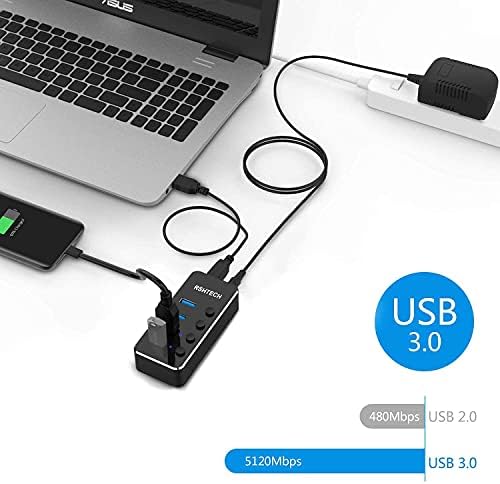 RSHTECH Adaptörlü 4 Portlu USB Hub + Alüminyum 4 Portlu Ultra İnce USB 3.0 Veri Hub'ı