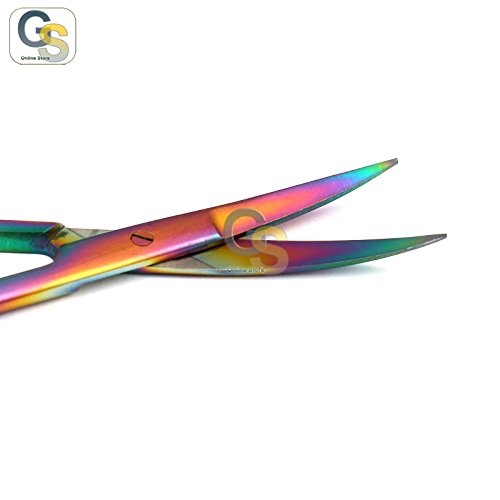 Çok Titanyum Renk Gökkuşağı IRİS Makas 4.5 Kavisli Paslanmaz Çelik by GS ONLİNE STORE