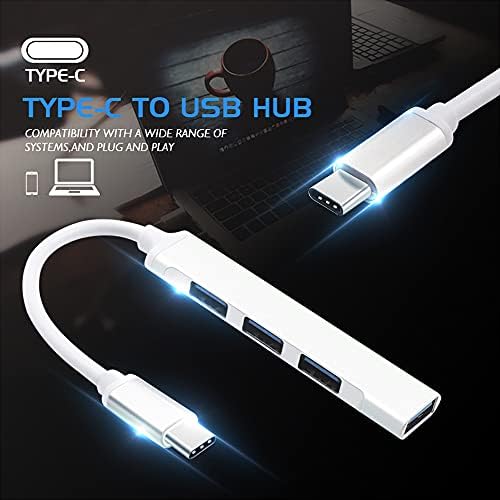 JUKTH 4 Portlu C Tipi hub 3, Taşınabilir Çok Portlu USB ışın ayırıcı, USB hub ve USB Adaptörüne USB Bağlantısı(Siyah)
