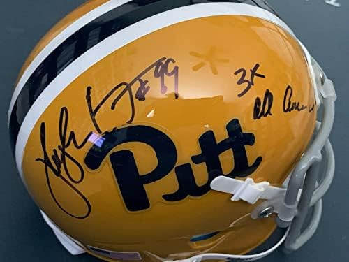 Hugh Green Pittsburgh Panthers 3 X Tüm Amerikan İmzalı Schutt Mini Kask - İmzalı NFL Mini Kasklar